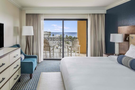 one bedroom of the studio suite at Atlantic Suites in Delray Beach