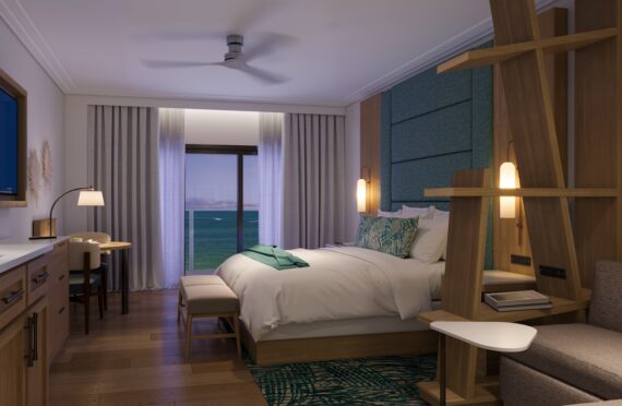 A rending of a king room at Opal Sol.