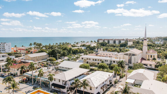 An aerial view of downtown Delray Beach.