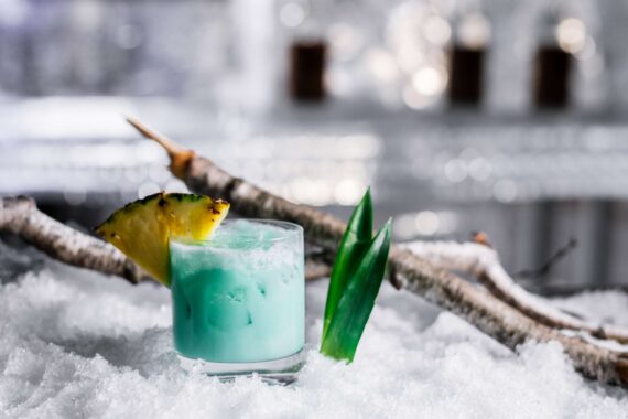 A frozen coktail at the annual Glacier ice bar.