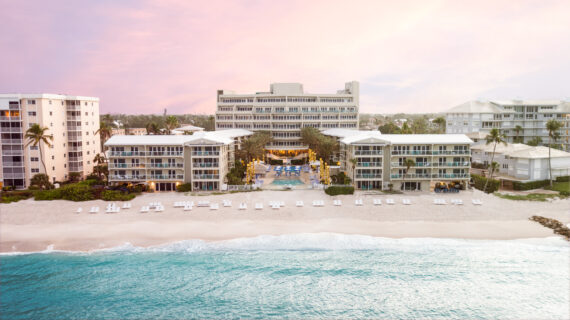 aerial view of edgewater hotel at sunrise