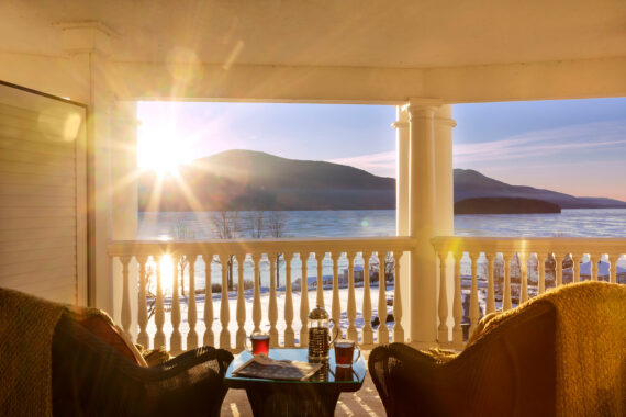 balcony overlooking lake george