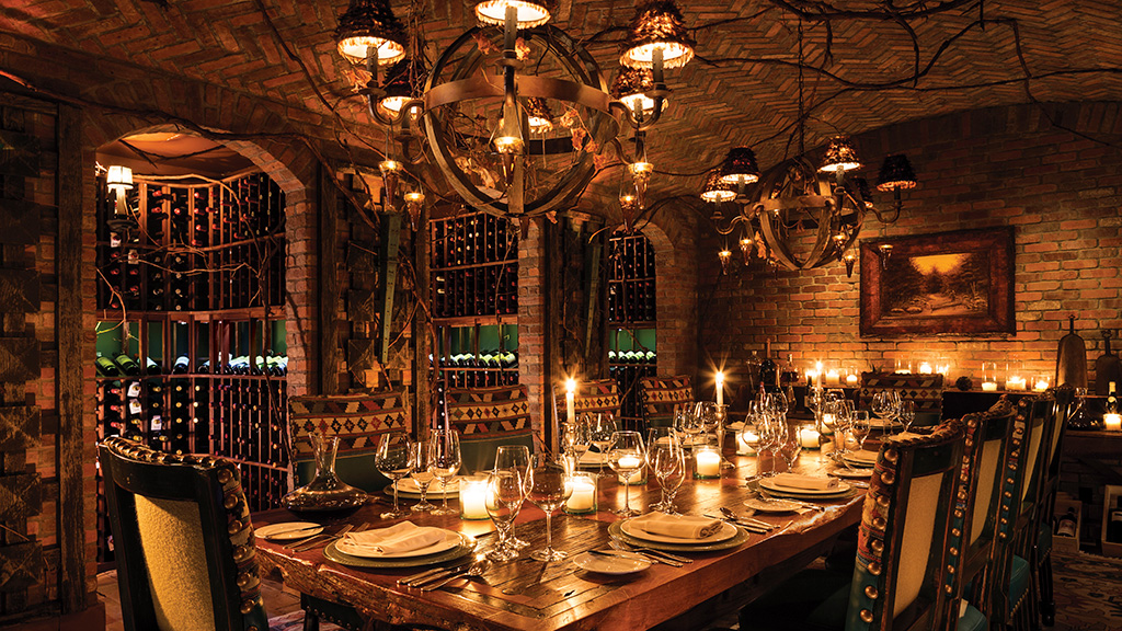 The wine cellar at Lake Placid Lodge
